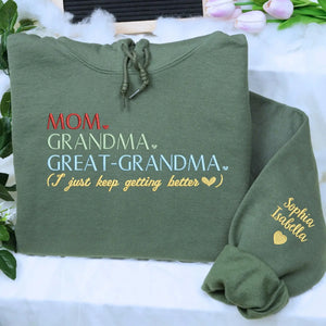Mom Grandma Great Grandma pregnancy announcement sweatshirt gift from daughter for grandma reveal