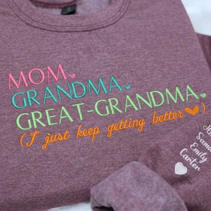 Mom Grandma Great Grandma pregnancy announcement sweatshirt gift from daughter for grandma reveal