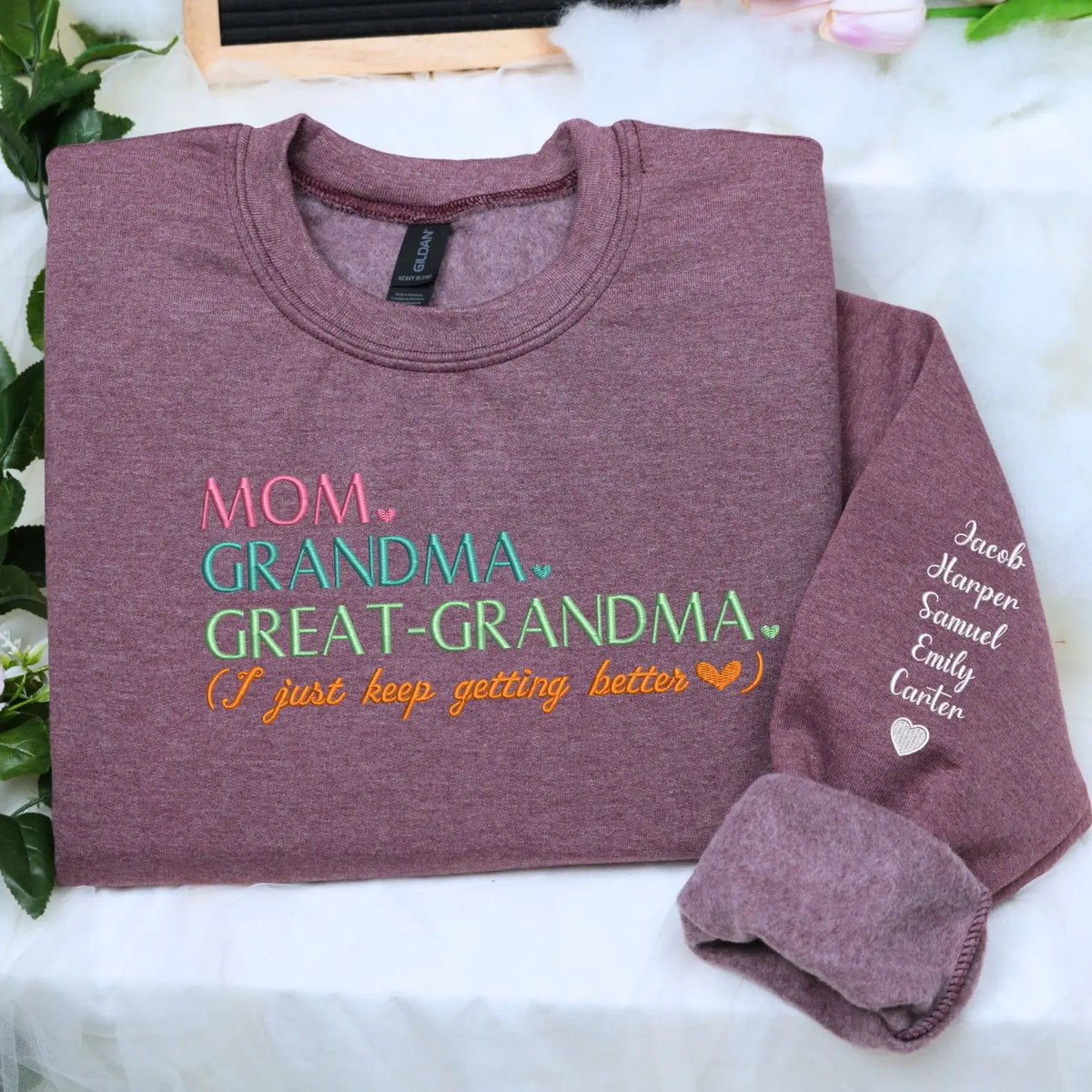 Mom Grandma Great Grandma pregnancy announcement sweatshirt gift from daughter for grandma reveal