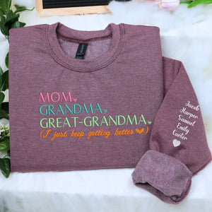 Mom Grandma Great Grandma pregnancy announcement sweatshirt gift from daughter for grandma reveal