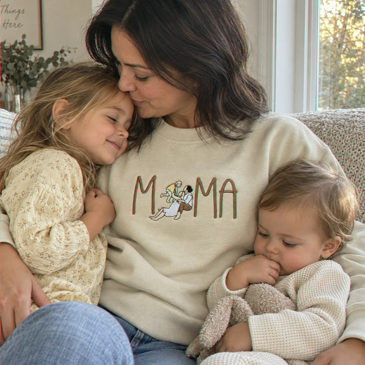 Mom Portrait Sweatshirt or Hoodie from Embroidered Photo, Meaningful Gifts for Mother's Day