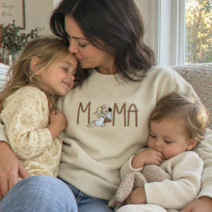 Mom Portrait Sweatshirt or Hoodie from Embroidered Photo, Meaningful Gifts for Mother's Day