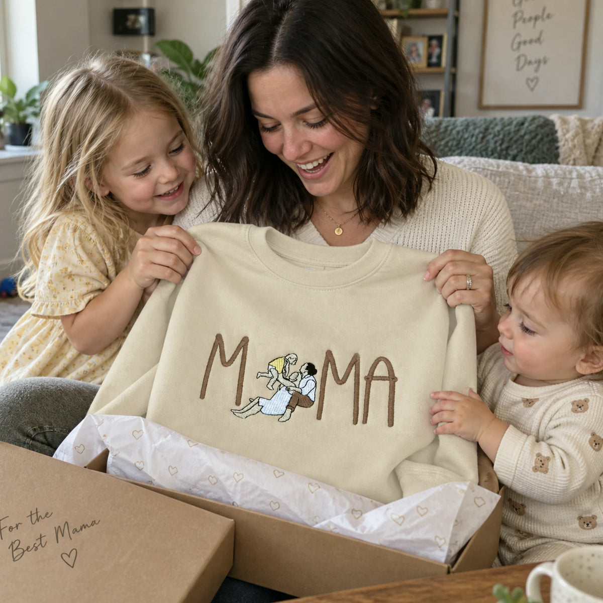 Mom Portrait Sweatshirt or Hoodie from Embroidered Photo, Meaningful Gifts for Mother's Day