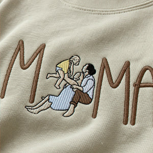 Mom Portrait Sweatshirt or Hoodie from Embroidered Photo, Meaningful Gifts for Mother's Day