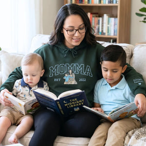custom embroidered mom sweatshirt with family portrait from photo on hoodie gift