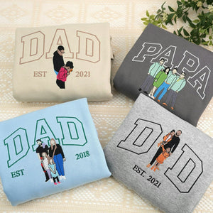 Custom Family Portrait Embroidered Sweatshirt for Mom Dad, Matching Parent Gift