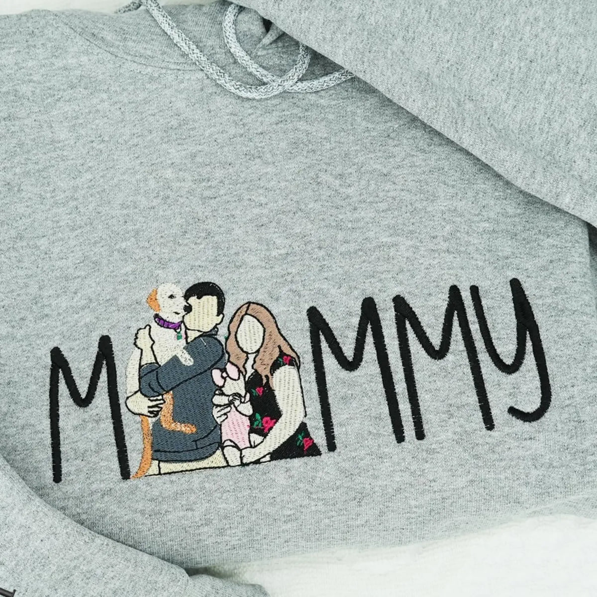 Custom Embroidered Mommy Photo Sweatshirt, Mother’s Day Birthday Crewneck for Women
