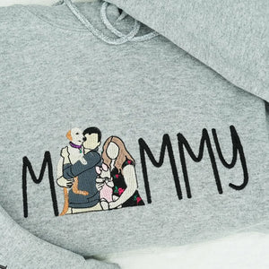 Custom Embroidered Mommy Photo Sweatshirt, Mother’s Day Birthday Crewneck for Women
