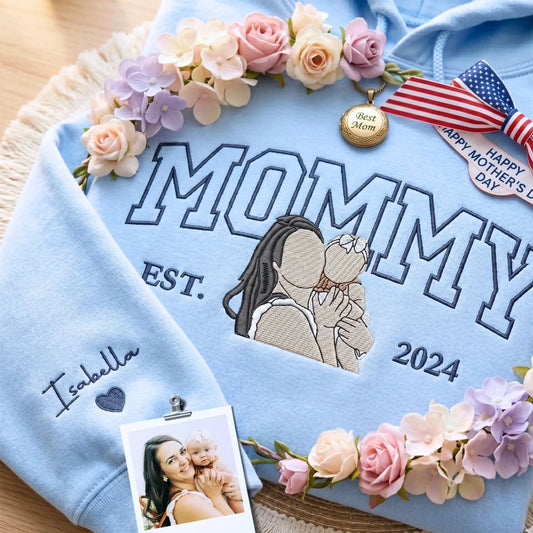 custom embroidered mommy sweatshirt from photo personalized hoodie gift for mom