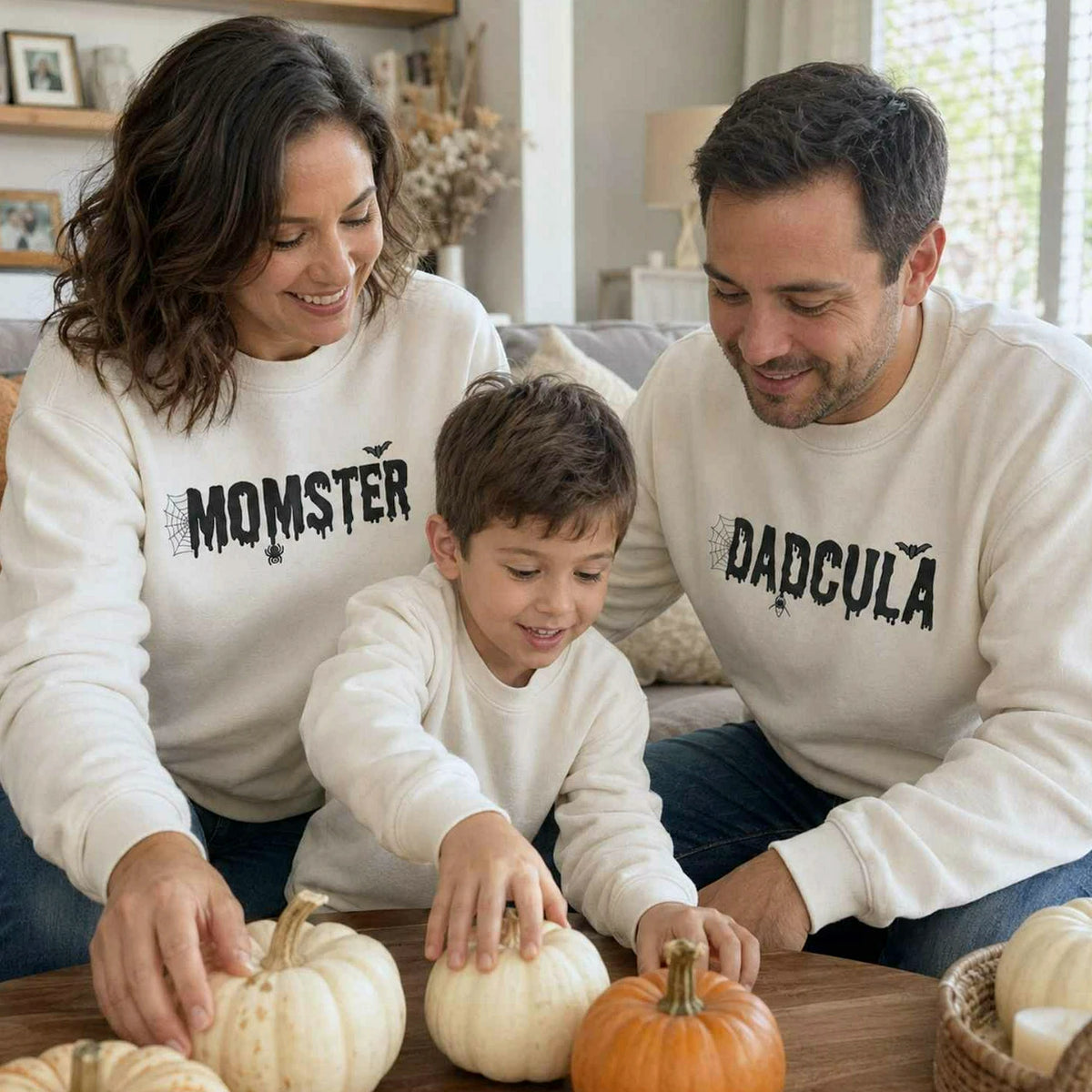 Momster and Dadcula Sweatshirt, Personalized Embroidered with Kids Name Halloween Gift
