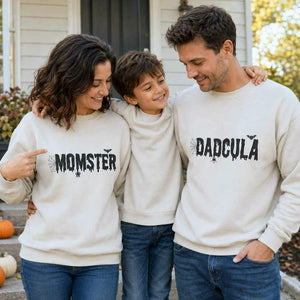 Momster and Dadcula Sweatshirt, Personalized Embroidered with Kids Name Halloween Gift