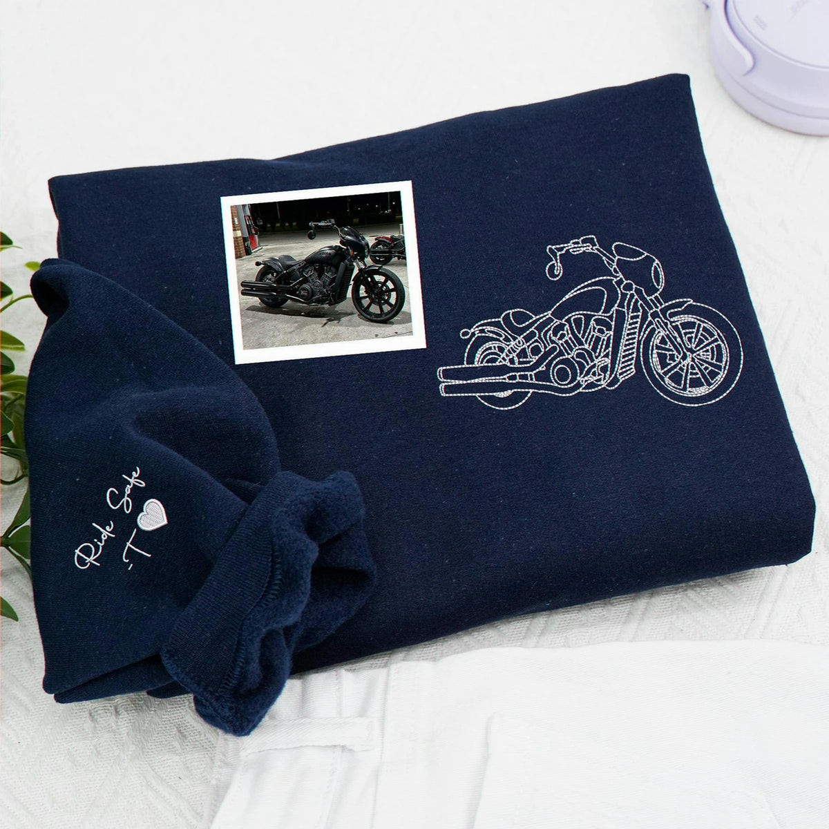 Custom Motorcycle Black Sweatshirt, Gift for Him