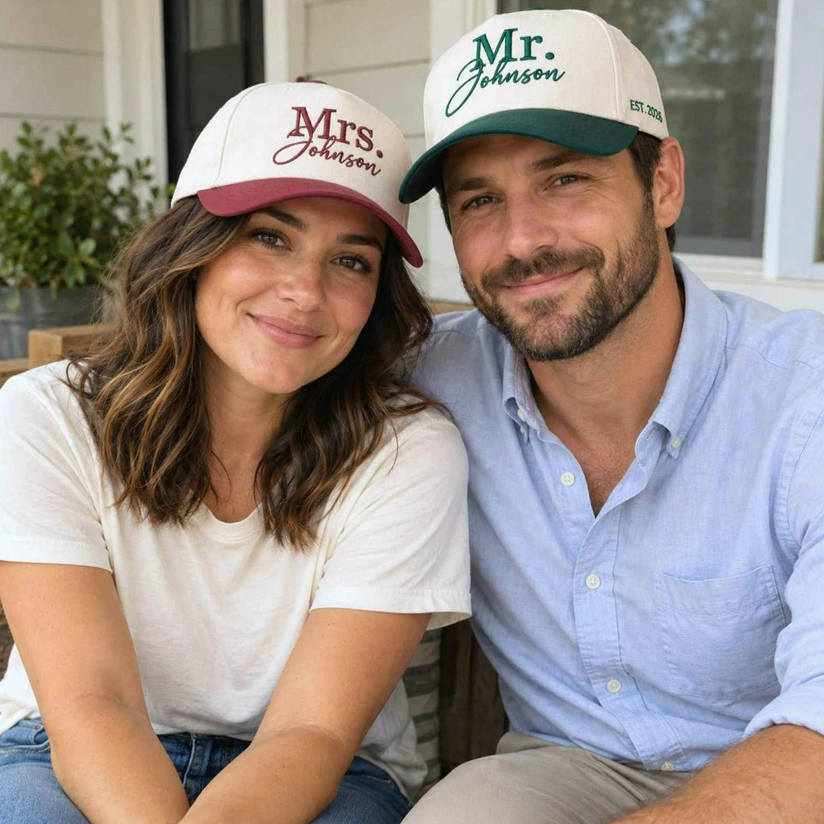 Matching Mr and Mrs Snapback Hat, Embroidered Husband Wife Baseball Cap, Wedding Gifts for Couple