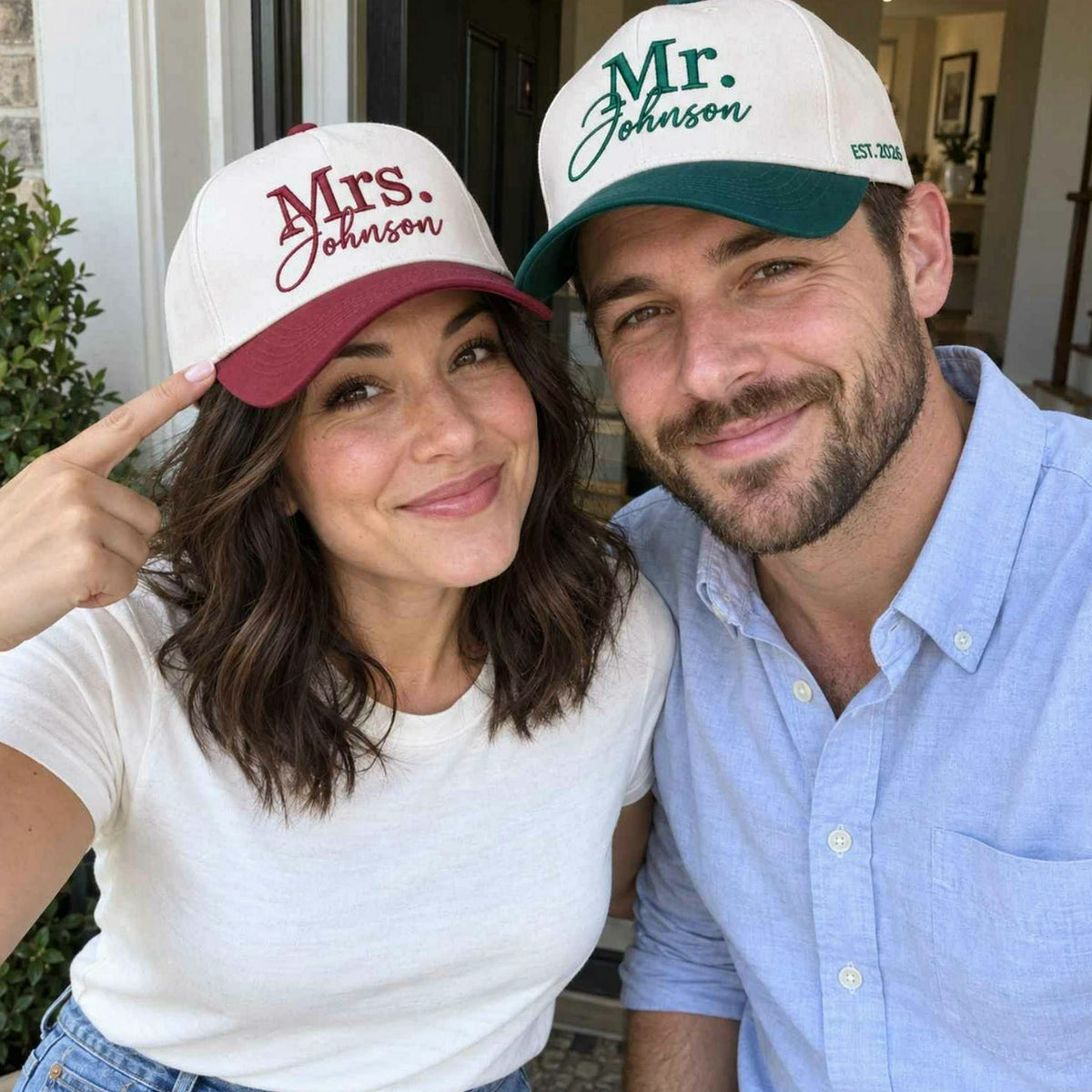 Matching Mr and Mrs Snapback Hat, Embroidered Husband Wife Baseball Cap, Wedding Gifts for Couple
