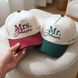 Matching Mr and Mrs Snapback Hat, Embroidered Husband Wife Baseball Cap, Wedding Gifts for Couple