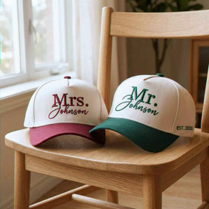 Matching Mr and Mrs Snapback Hat, Embroidered Husband Wife Baseball Cap, Wedding Gifts for Couple