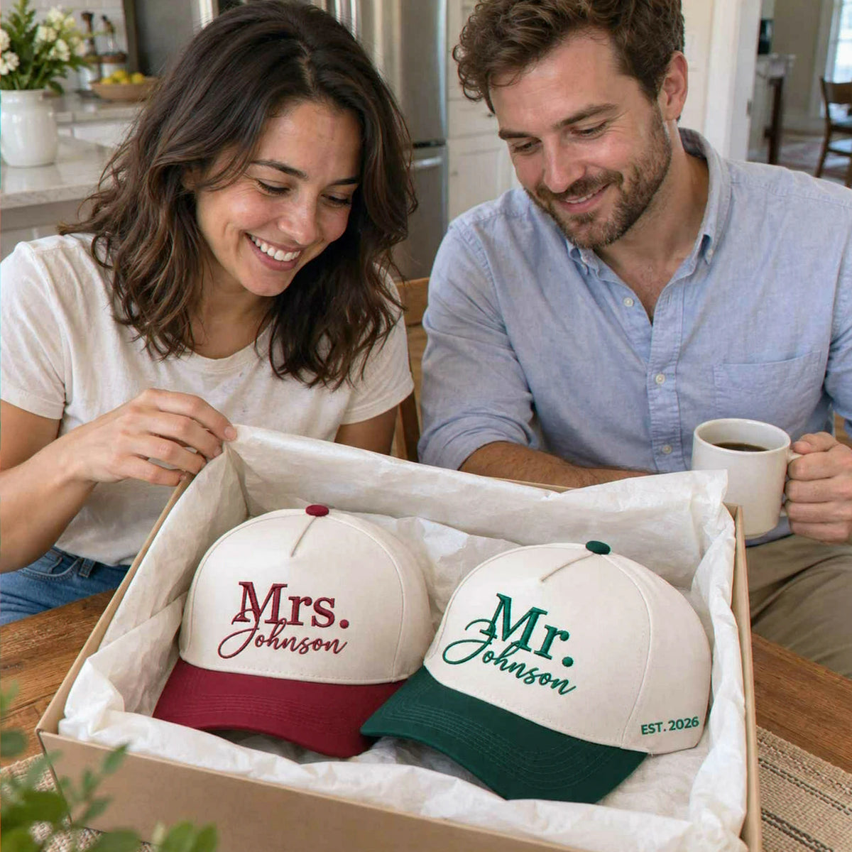 Matching Mr and Mrs Snapback Hat, Embroidered Husband Wife Baseball Cap, Wedding Gifts for Couple