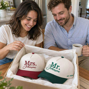 Matching Mr and Mrs Snapback Hat, Embroidered Husband Wife Baseball Cap, Wedding Gifts for Couple