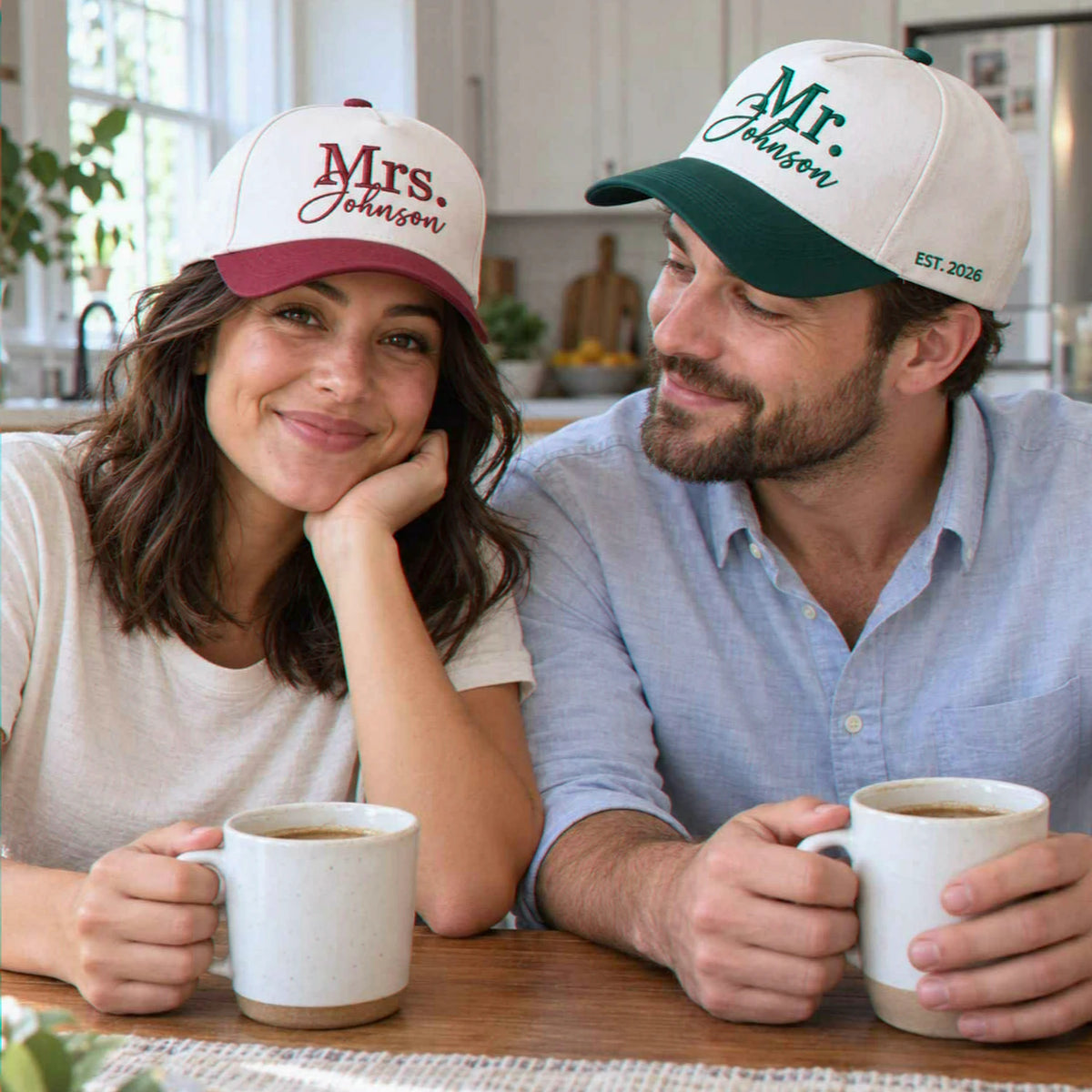 Matching Mr and Mrs Snapback Hat, Embroidered Husband Wife Baseball Cap, Wedding Gifts for Couple