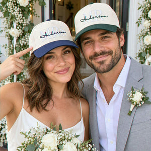 Matching Mr and Mrs Last Name Snapback Hat, Embroidered Bride Groom Cap, Engagement Gift