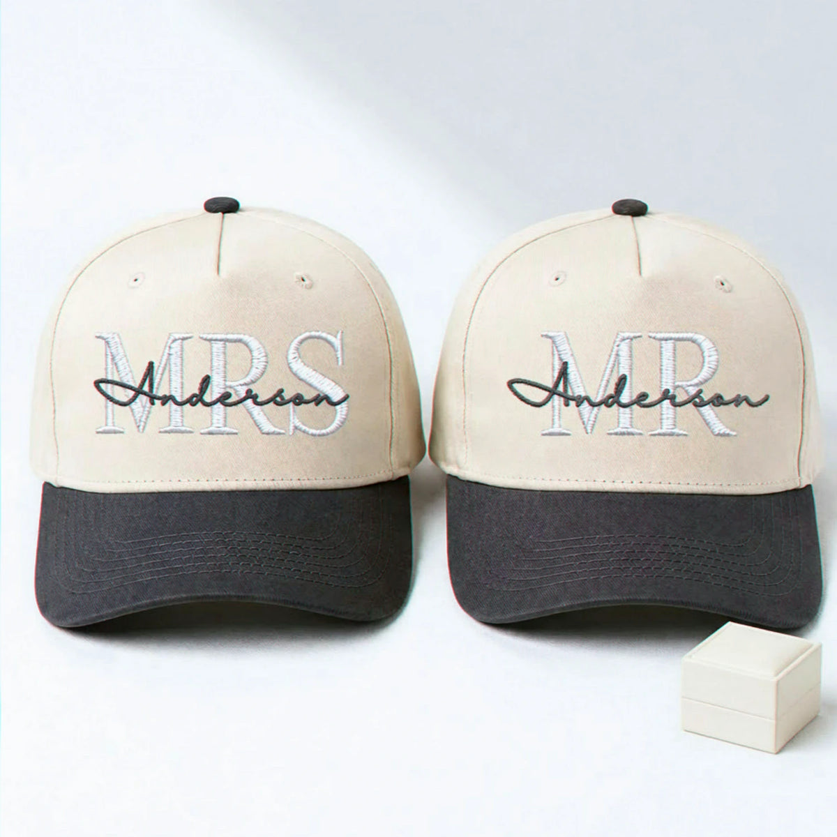 Matching Mr and Mrs Last Name Snapback Hat, Embroidered Bride Groom Cap, Engagement Gift