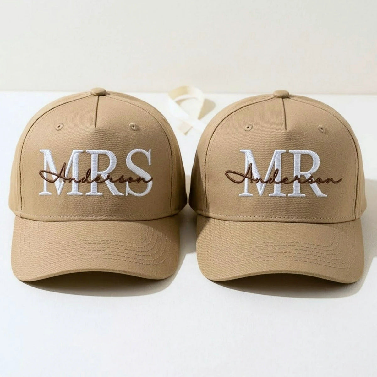 Matching Mr and Mrs Last Name Snapback Hat, Embroidered Bride Groom Cap, Engagement Gift