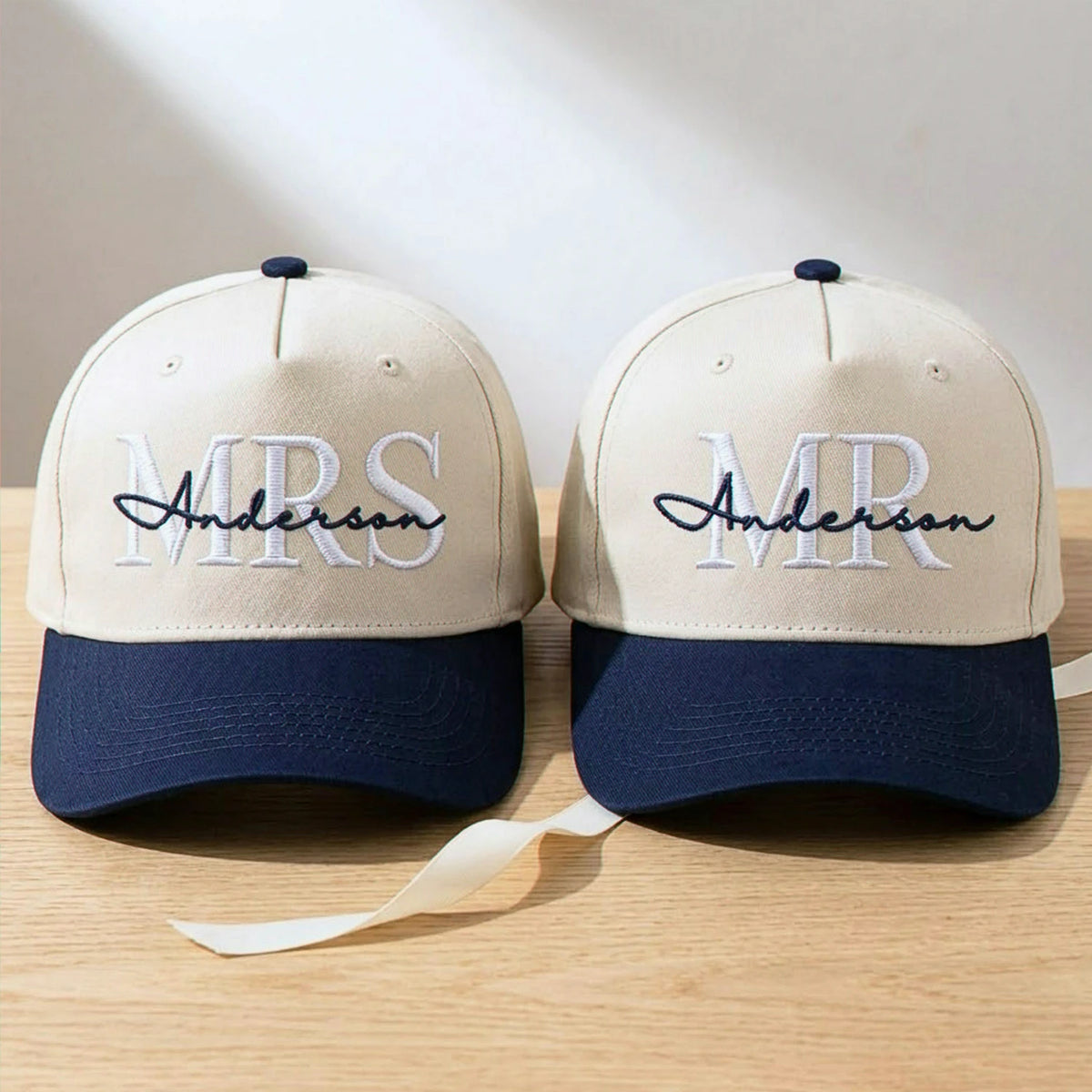 Matching Mr and Mrs Last Name Snapback Hat, Embroidered Bride Groom Cap, Engagement Gift