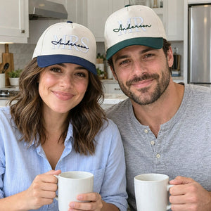 Matching Mr and Mrs Last Name Snapback Hat, Embroidered Bride Groom Cap, Engagement Gift