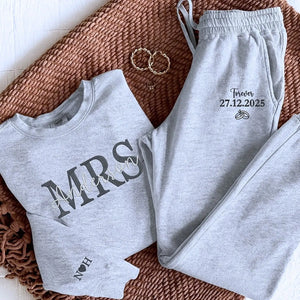Custom honeymoon Mr and Mrs loungewear set for newlyweds