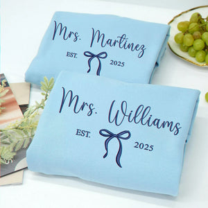 Light Blue Mrs Bridal Sweatshirt, Wedding Gift
