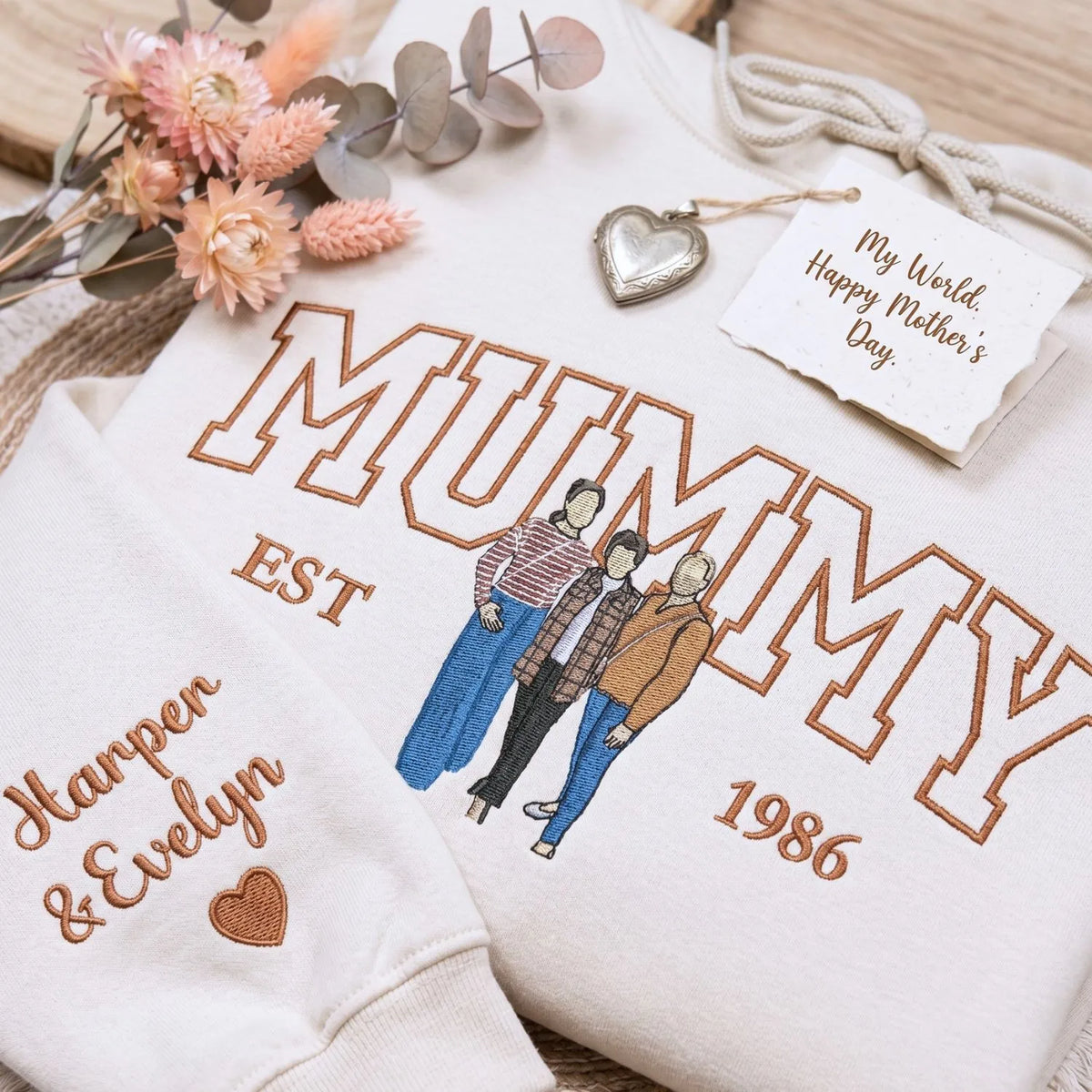 custom embroidered mom sweatshirt from photo personalized mummy hoodie gift