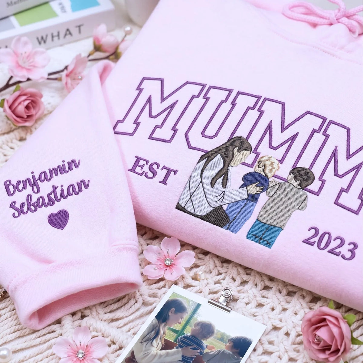 custom embroidered mom sweatshirt from photo personalized mummy hoodie gift