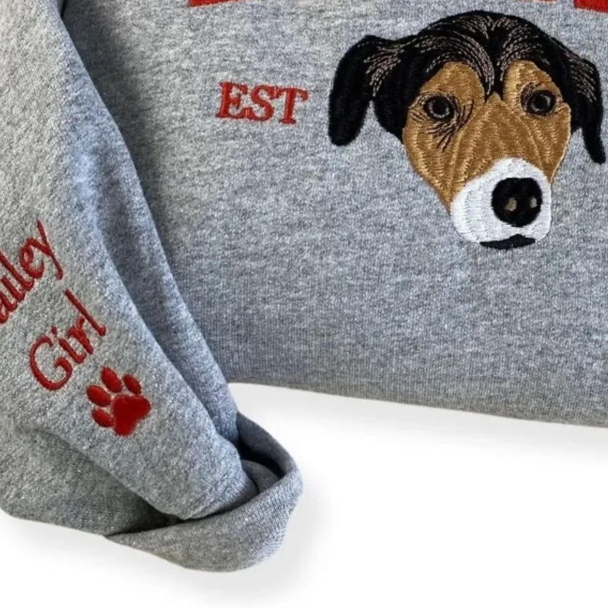 Custom Embroidered My Dog Is My Valentine Dog Portrait Sweatshirt or Hoodie, Valentine's Day Gifts for Dog Lovers