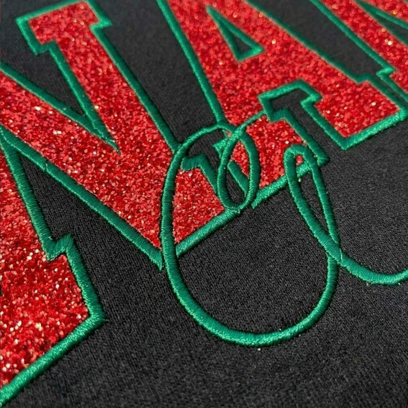 Nana Claus Glitter Sweatshirt, Personalized Embroidered Christmas Applique Crewneck, Christmas Gift for Nana