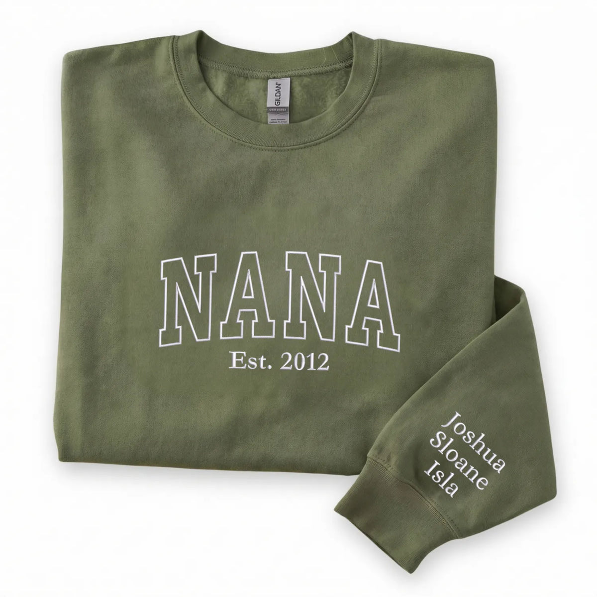 Personalized Nana Sweatshirt with Grandkids Names - Custom Embroidered Nana Est Year Gift