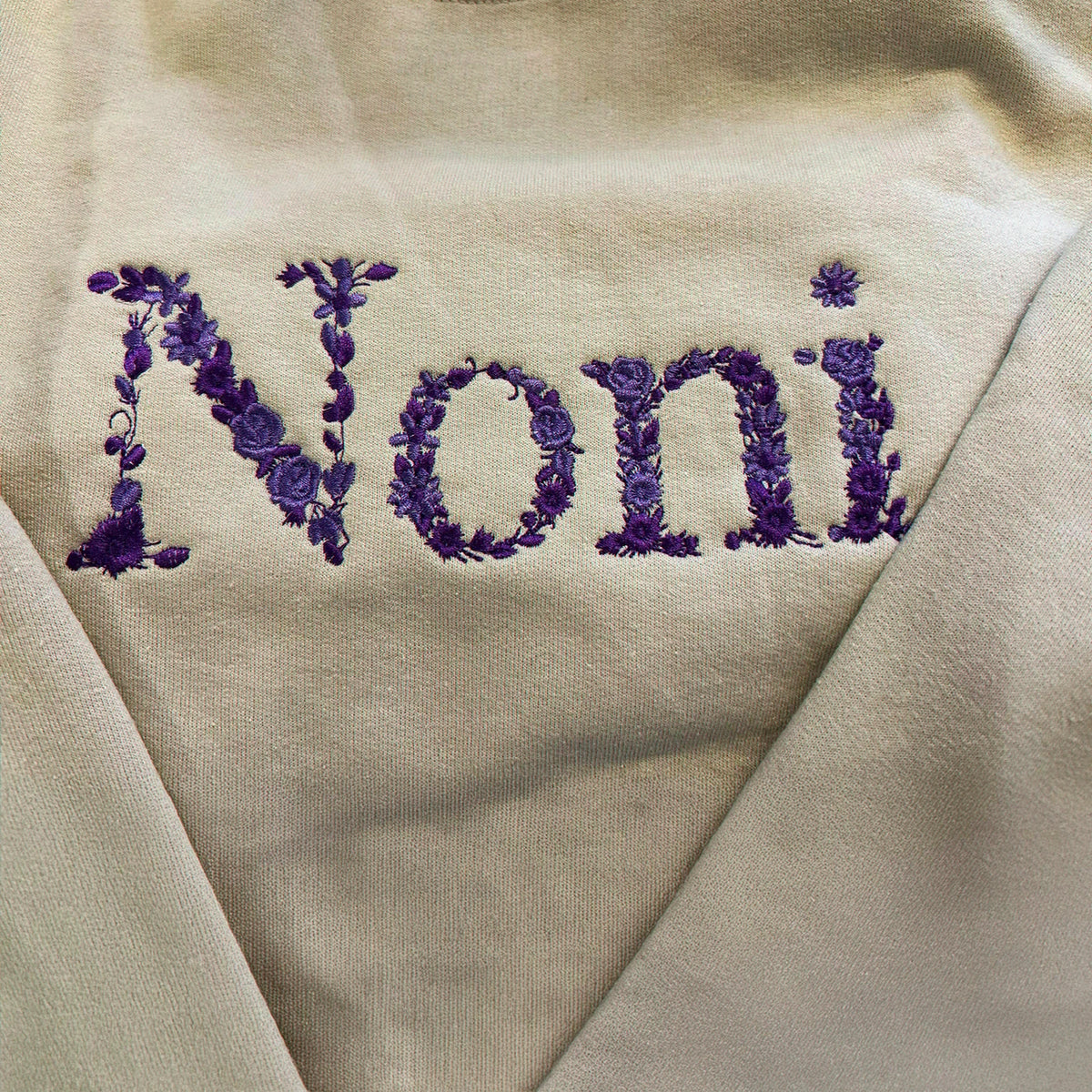 Embroidered Grandma Sweatshirt with Floral - Personalized Nana Sweater Kid's Names on Sleeve