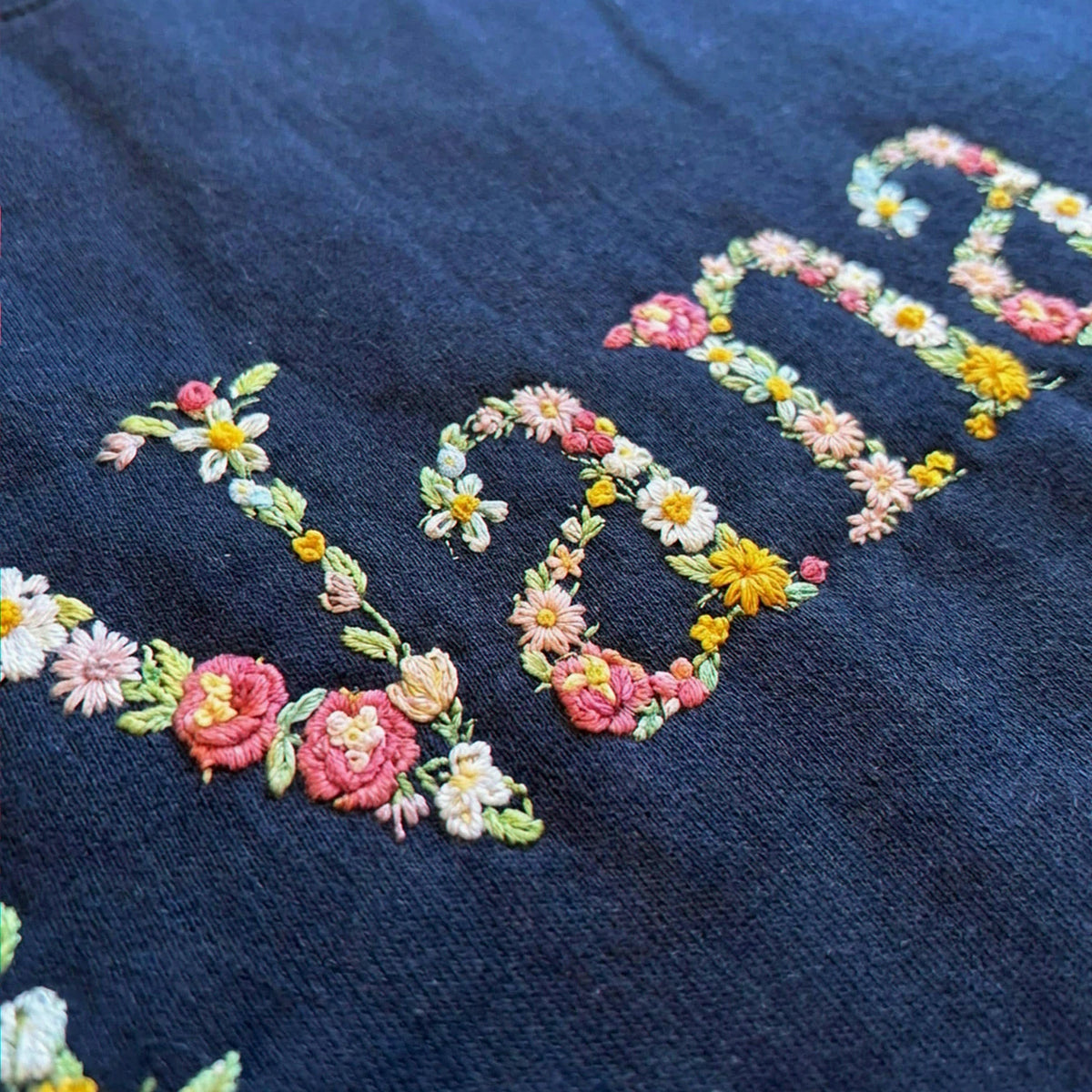 Embroidered Grandma Sweatshirt with Floral - Personalized Nana Sweater Kid's Names on Sleeve
