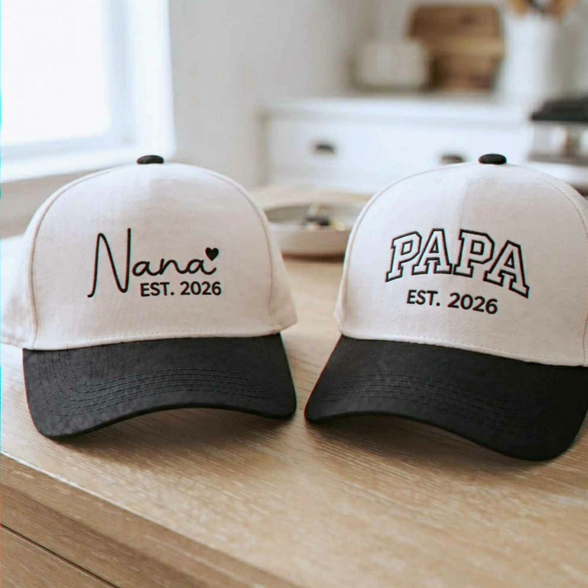 Matching Nana and Papa Snapback Hat, Embroidered EST Year Baseball Cap, New Grandparents Gift