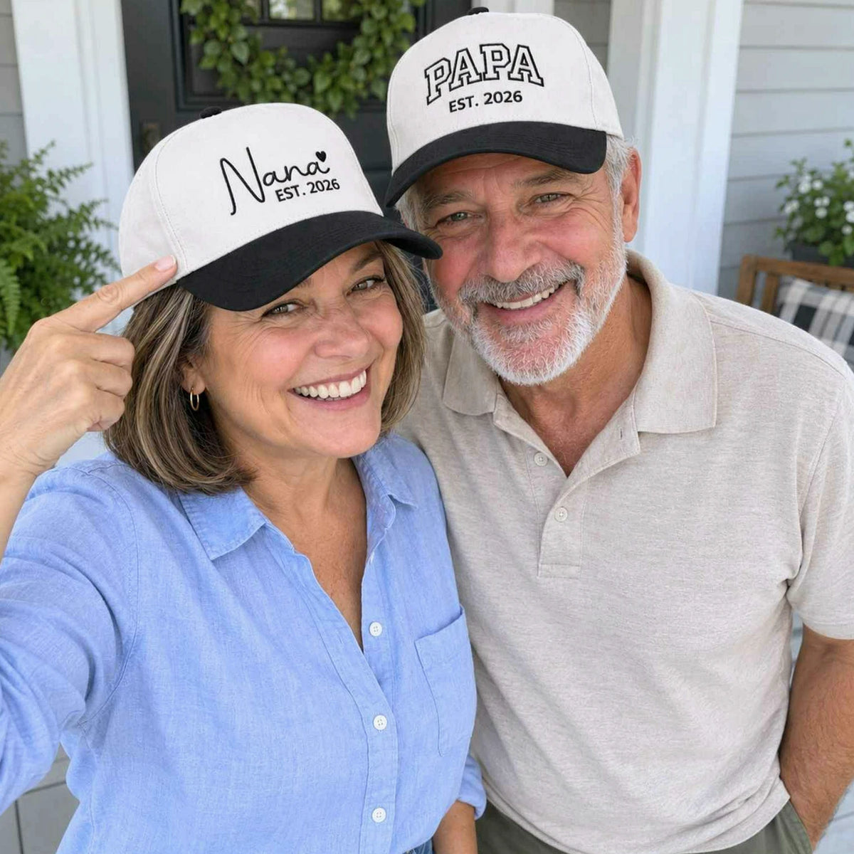 Matching Nana and Papa Snapback Hat, Embroidered EST Year Baseball Cap, New Grandparents Gift
