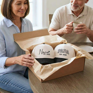 Matching Nana and Papa Snapback Hat, Embroidered EST Year Baseball Cap, New Grandparents Gift