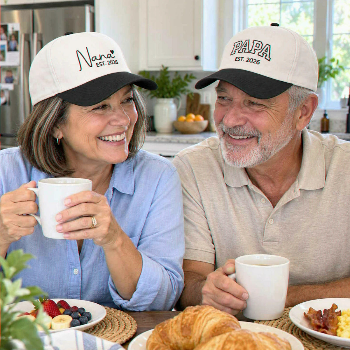 Matching Nana and Papa Snapback Hat, Embroidered EST Year Baseball Cap, New Grandparents Gift