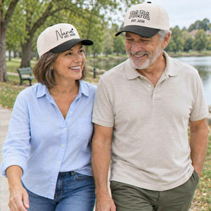 Matching Nana and Papa Snapback Hat, Embroidered EST Year Baseball Cap, New Grandparents Gift