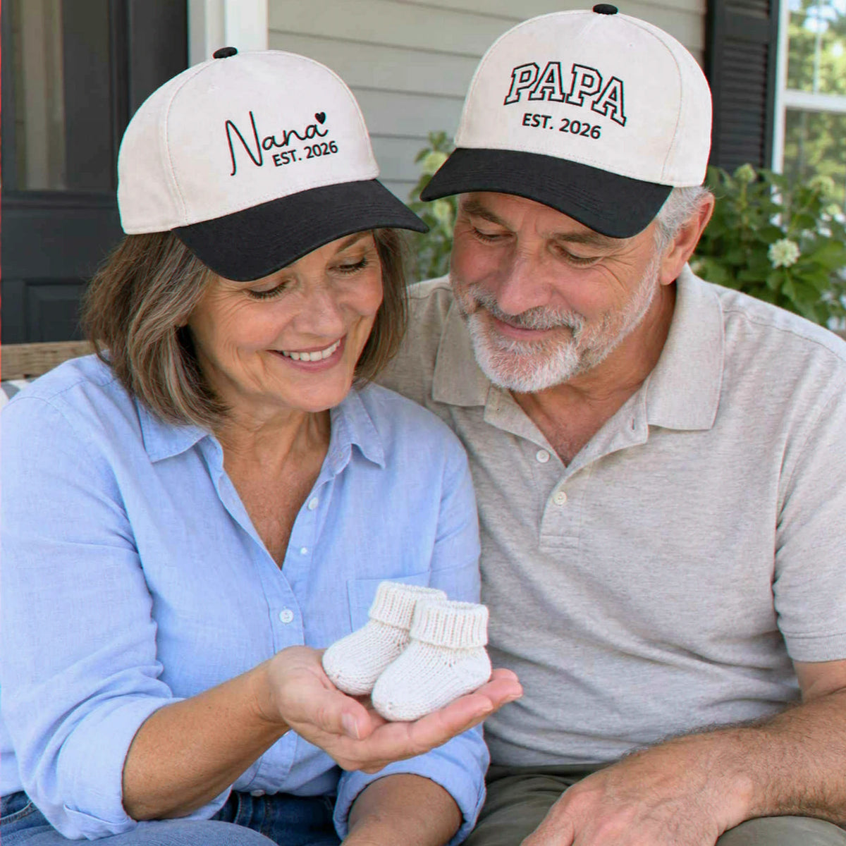 Matching Nana and Papa Snapback Hat, Embroidered EST Year Baseball Cap, New Grandparents Gift