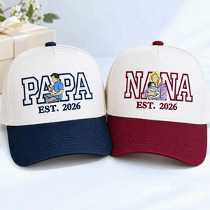 Custom Nana and Papa Portrait Snapback Hat - Embroidered from Photo Baseball Cap, Grandma and Grandpa Gifts