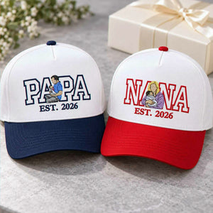 Custom Nana and Papa Portrait Snapback Hat - Embroidered from Photo Baseball Cap, Grandma and Grandpa Gifts