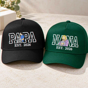 Custom Nana and Papa Portrait Snapback Hat - Embroidered from Photo Baseball Cap, Grandma and Grandpa Gifts