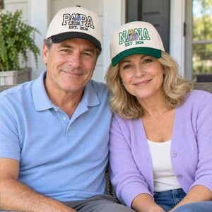 Custom Nana and Papa Portrait Snapback Hat - Embroidered from Photo Baseball Cap, Grandma and Grandpa Gifts