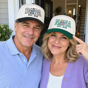 Custom Nana and Papa Portrait Snapback Hat - Embroidered from Photo Baseball Cap, Grandma and Grandpa Gifts