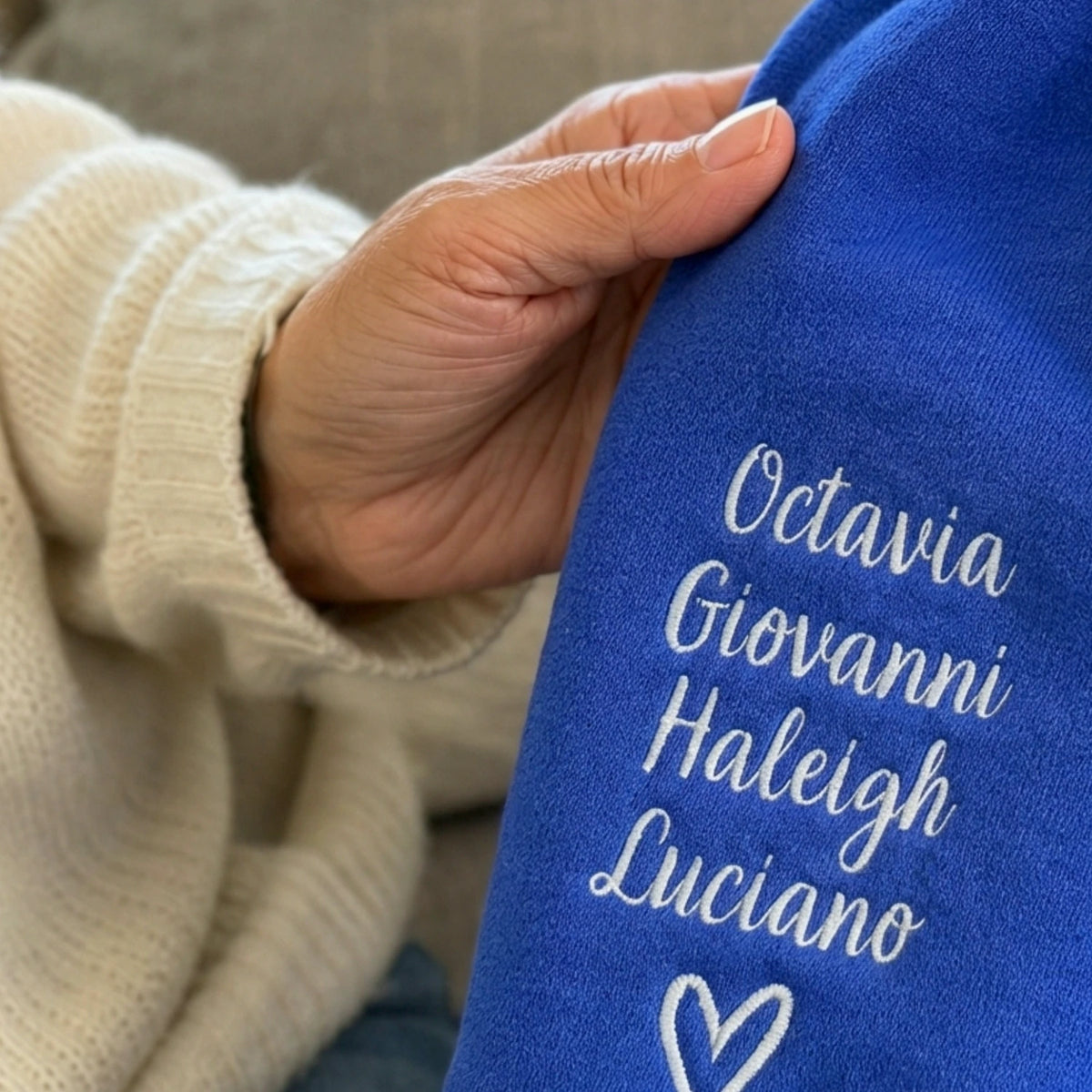 Embroidered Nana Sweatshirt for Grandma Gift - Personalized Grandkids Name on Sleeve