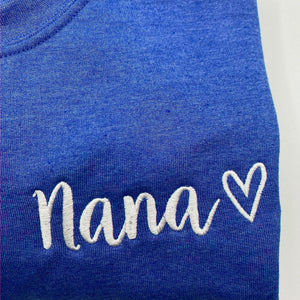 Embroidered Nana Sweatshirt for Grandma Gift - Personalized Grandkids Name on Sleeve